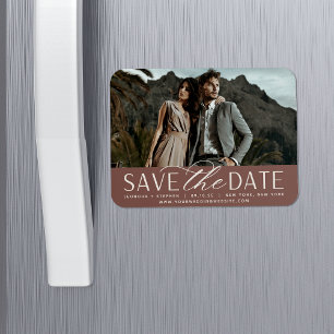 Smooth Script Horizontal Photo Save the Date Magnet