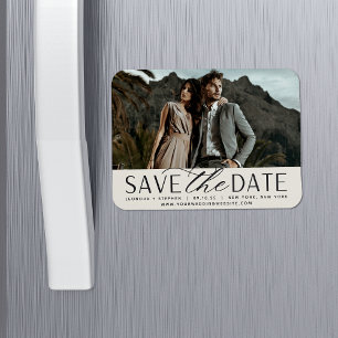 Smooth Script Horizontal Photo Save the Date Magnet