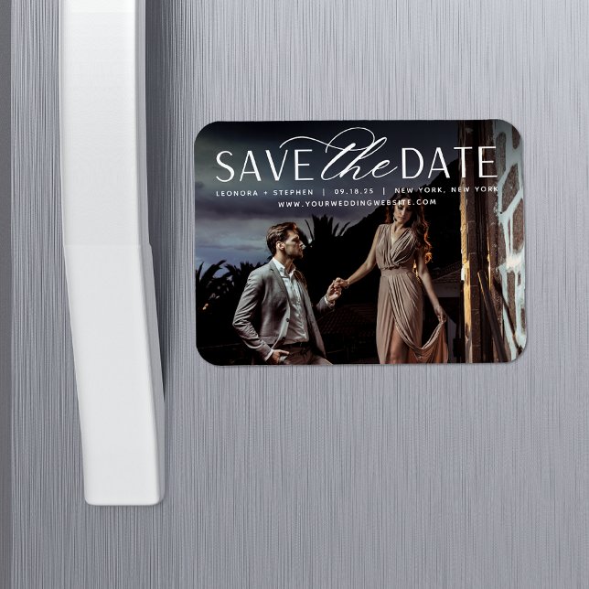 Smooth Script | Horizontal Photo Save the Date Magnet (Creator Uploaded)