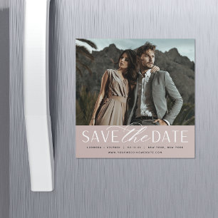 Smooth Script Photo Save the Date Magnet