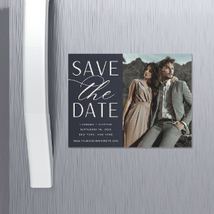 Smooth Script Photo Save the Date Magnet