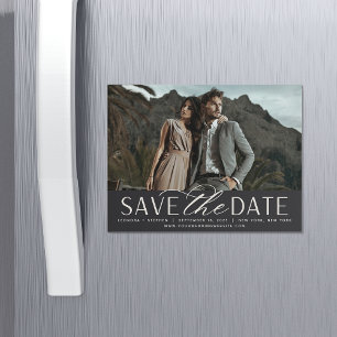 Smooth Script Photo Save the Date Magnet