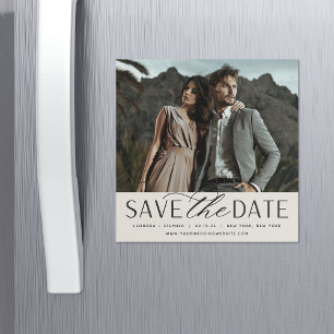 Smooth Script   Photo Save the Date Magnet