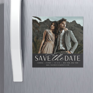 Smooth Script Photo Save the Date Magnet