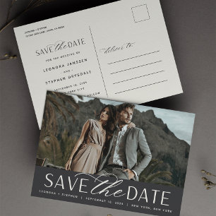 Smooth Script   Photo Wedding Save the Date Announcement Postcard