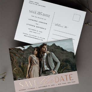Smooth Script   Photo Wedding Save the Date Foil Invitation Postcard