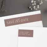Smooth Script | Save the Date Return Address Wrap Around Label<br><div class="desc">An elegant way to finish your save the date mailings,  these chic return address labels in neutral earth tone terracotta feature "save the date" on the back flap,  with your names and return address on the front wraparound portion. Designed to match our Smooth Script wedding save the date collection.</div>