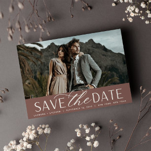Smooth Script Single Horizontal Photo Wedding Save The Date