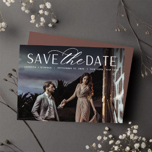 Smooth Script   Single Horizontal Photo Wedding Save The Date