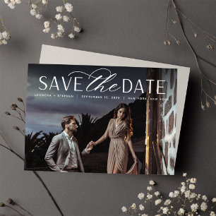 Smooth Script   Single Horizontal Photo Wedding Save The Date
