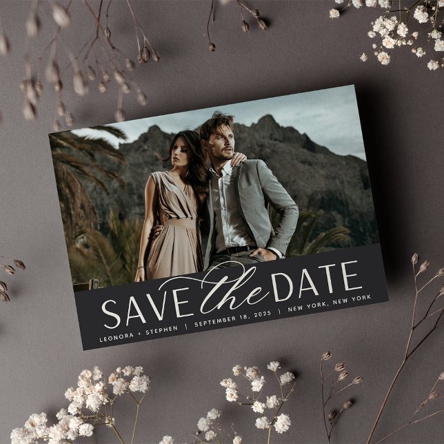 Smooth Script | Single Horizontal Photo Wedding Save The Date (Creator Uploaded)