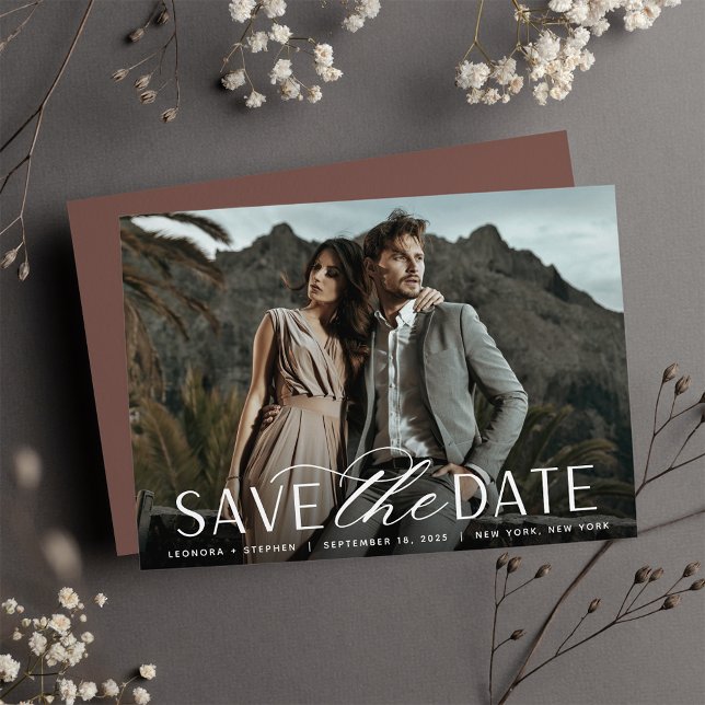 Smooth Script | Single Horizontal Photo Wedding Save The Date (Creator Uploaded)