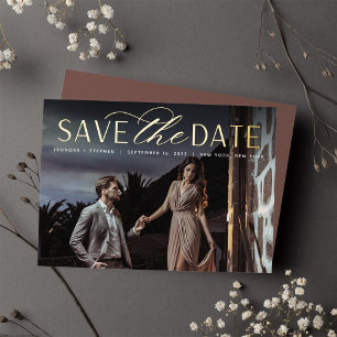 Smooth Script Single Photo Wedding Save the Date
