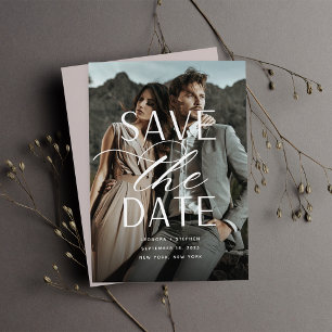 Smooth Script   Single Vertical Photo Wedding Save The Date
