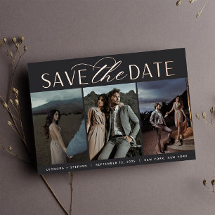 Smooth Script Three Photo Save the Date