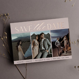 Smooth Script Three Photo Save the Date