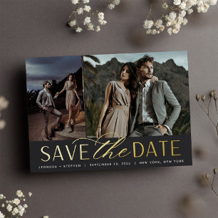 Smooth Script Two Photo Save the Date