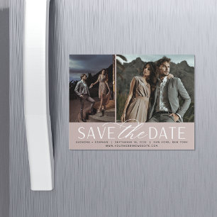 Smooth Script   Two Photo Save the Date Magnet