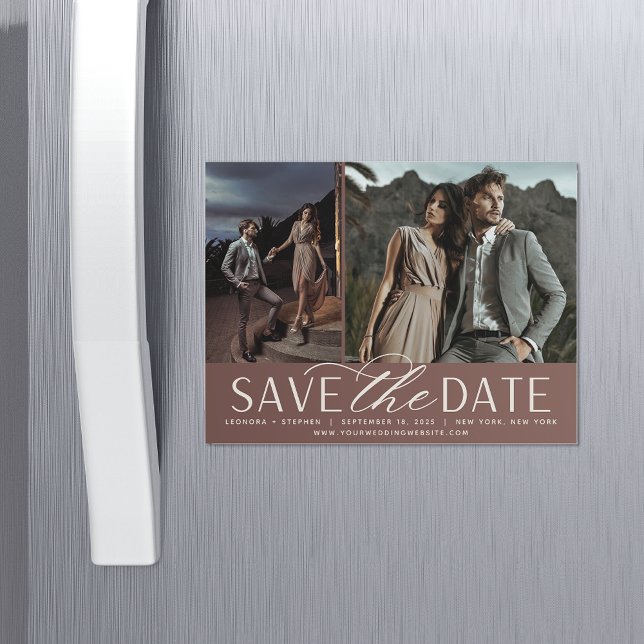 Smooth Script | Two Photo Save the Date Magnet (Creator Uploaded)