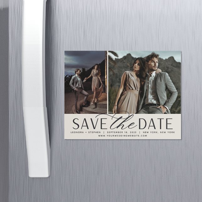 Smooth Script | Two Photo Save the Date Magnet (Creator Uploaded)