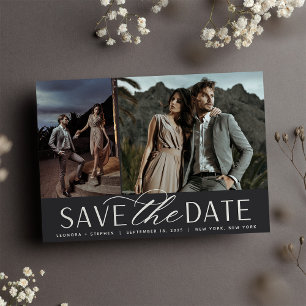 Smooth Script   Two Photo Wedding Save The Date
