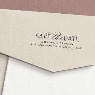 Smooth Script Wedding Save the Date Return Address Self-inking Stamp