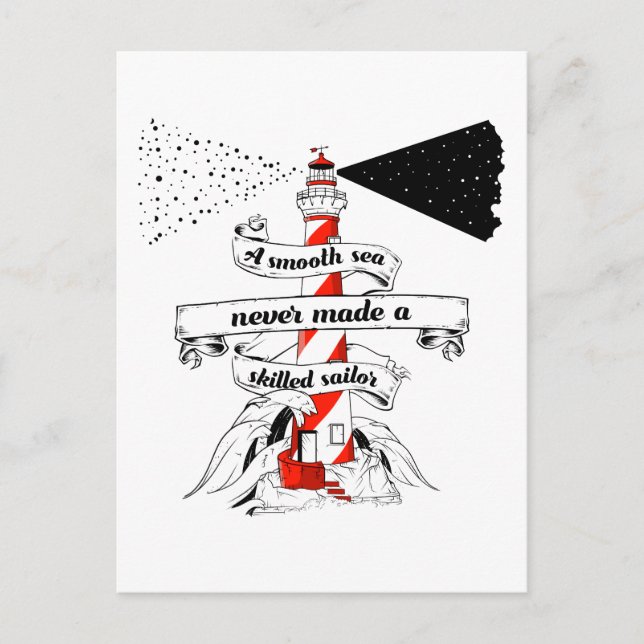 Smooth Sea Never Made a Skilled Sailor Lighthouse Postcard (Front)