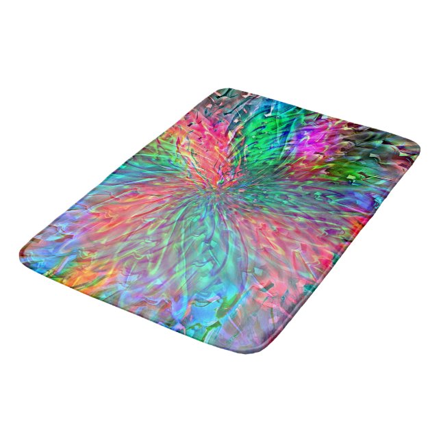 Smooth spiral in overlapping showy coloured spots bath mat (Angled)