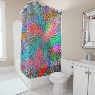 Smooth spiral in overlapping showy coloured spots shower curtain