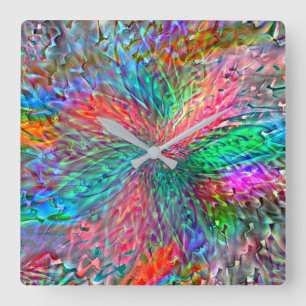 Smooth spiral in overlapping showy coloured spots  square wall clock