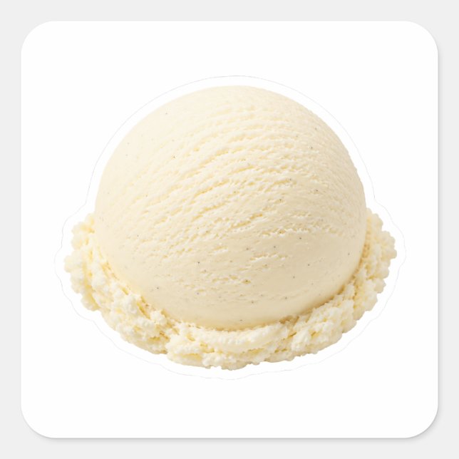 Smooth Vanilla Ice Cream Scoop Art Square Sticker (Front)