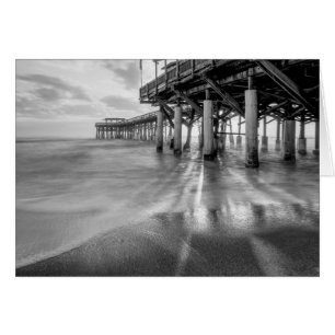 Smooth Waves At Cocoa Pier Grayscale Card