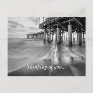 Smooth Waves At Cocoa Pier Grayscale Postcard