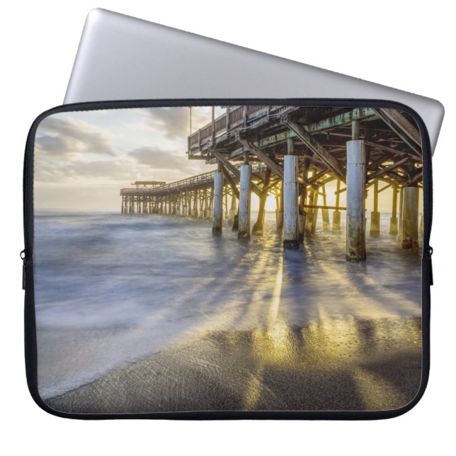 Smooth Waves At Cocoa Pier Laptop Sleeve (Front)