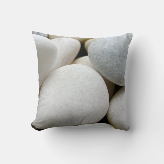 Smooth White Round Zen Pebbles Stone Photo Cushion (Front)