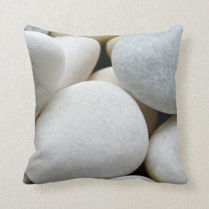 Smooth White Round Zen Pebbles Stone Photo Cushion