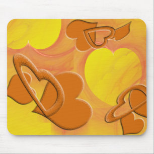 Smooth Yellow and Orange Hearts Mouse Pad