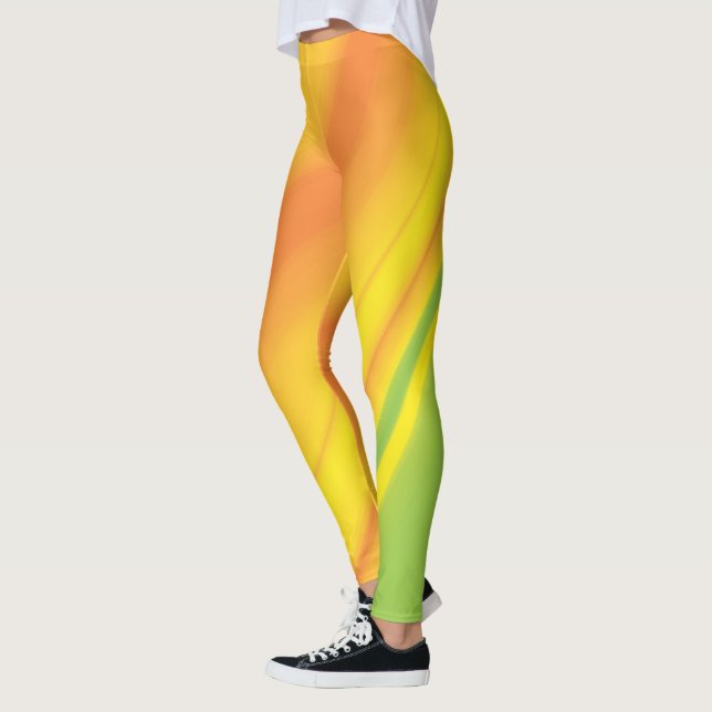 Smooth yellow green colour blending background leggings (Left)