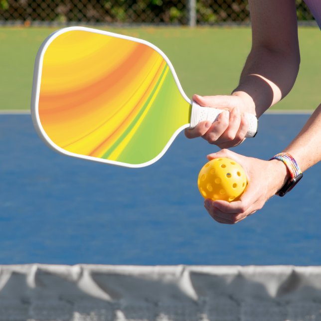 Smooth yellow green colour blending background pickleball paddle (Insitu)
