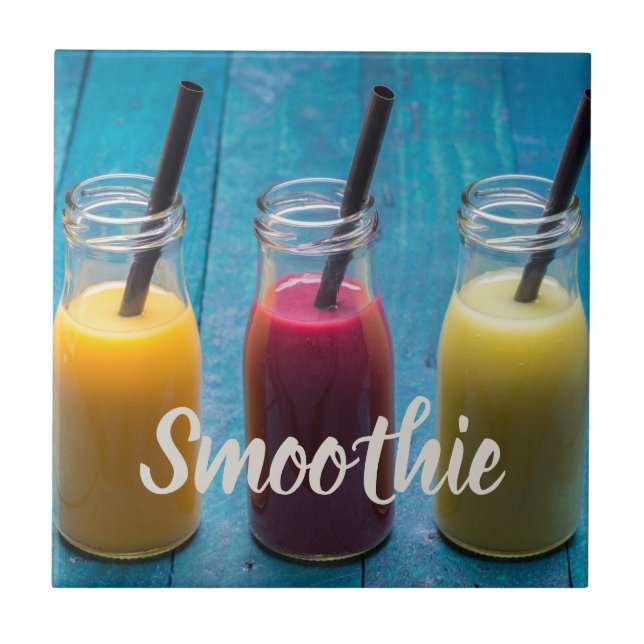 Smoothie juice drink mango orange kiwi gift ceramic tile (Front)