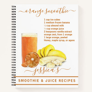 Smoothie Watercolor Recipe Juice Fruit Orange Notebook