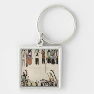 'Smoothing the Place Dance' (ink on paper) Key Ring