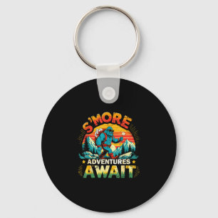 Smor adventures await funny bigfoot camping key ring