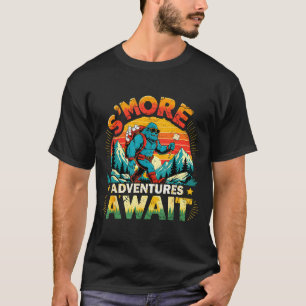 Smor adventures await funny bigfoot camping T-Shirt