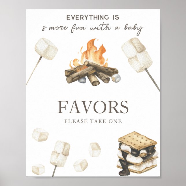 S'more bonfire baby shower - Favours Poster (Front)