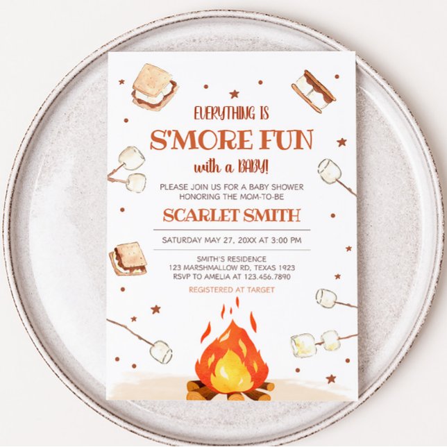 S'more Bonfire Baby Shower  Invitation (Bonfire Baby Shower Invitation)