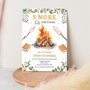 S'more Bonfire Camping Party Birthday Invitation
