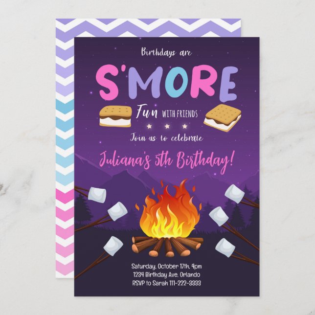 S'more Bonfire Smore Fun Birthday Invitation (Front/Back)
