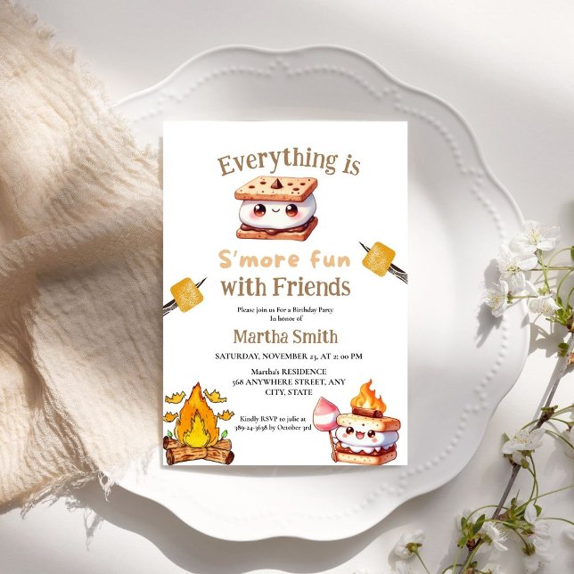 S'more Bonfire Smore Fun Couples Birthday party Invitation (Creator Uploaded)