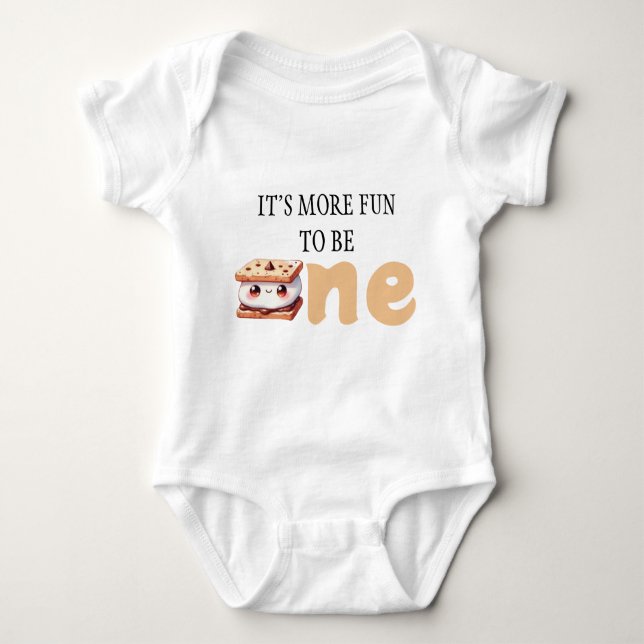 S'more Bonfire Smore To Be One Baby First Birthday Baby Bodysuit (Front)